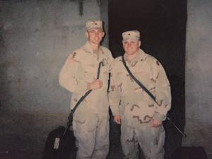 Jeff Nydegger, owner of veteran-owned Jeff Buys Your House, stands with fellow U.S. Army veteran Chris, who served alongside him in the military and is now part of the company's Chicagoland home-buying team.