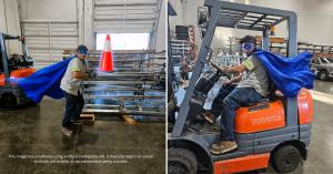 Vortex Doors Sacramento technician wearing superhero cape and eye mask while working