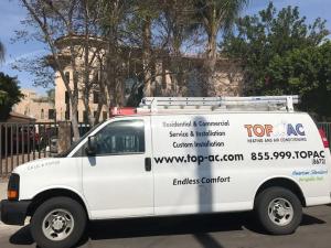 TOP AC Inc. licensed HVAC contractor service van in Los Angeles CA — CSLB #959168