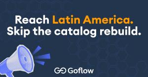 Graphic announcing Goflow’s nocnoc Listing Publisher, highlighting a faster way for sellers to reach Latin America without rebuilding their catalog.