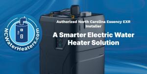An Essency water heater with the NCWaterHeaters.com logo and the following caption: "A Smarter Electric Water Heater Solution".