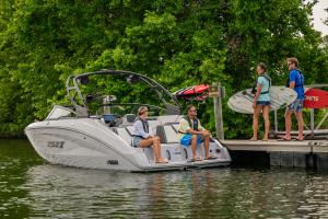 Family on boat at dock