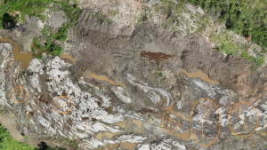 Zoomed in Detail of Stripped Area in Parbec’s Open Pit Footprint with Channels in Orange