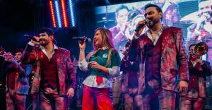 Banda El Recodo performs live on-stage during Puro Soccer Fest presented by Adriana's Insurance, showcasing the event's blend of soccer, family entertainment, community engagement, and Latino cultural celebration.