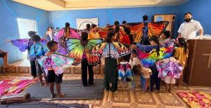 With their wings, children and their chaperons, led by Paul Dangal, participate in The Grand Buttefly Gathering 2026 in Nepal. Photo: Paul Dangal.