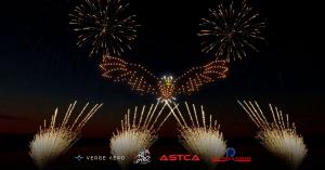 In a rendered preview, drones depict an eagle flying through pyrotechnics in American Samoa's Fourth of July 2026 drone and fireworks show.