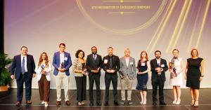 Employee of the Year winners stand on stage holding awards at SFMA’s 47th Recognition of Excellence Awards