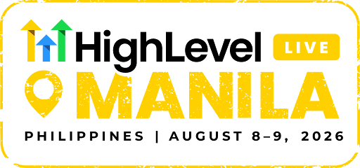 Official HighLevel LIVE Manila 2026 event logo for the Asia-Pacific conference August 8-9 in Manila Philippines