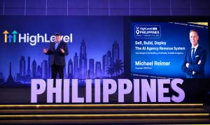 Michael Reimer, founder of CRM Pros, during a practice session on stage in the Philippines ahead of HighLevel LIVE Manila 2026