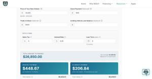 Motofi free auto payment calculator tool for Canadian drivers
