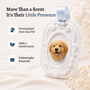 Custom pet aroma stone made from a dog photo, personalized pet memorial keepsake by SnapFig