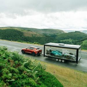 Transparent Showcase Trailer exhibition trailer hire towed on tour for Aston Martin Aramco F1 | The Clear Idea