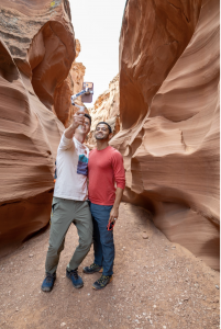 Two people enjoying antelope air trip