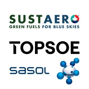 SUSTAERO, Topsoe, and Sasol logos