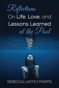 Image of a young girl underwater hands clasped almost like a prayer, looking up to the surface where the reflection of her image is seen in the ripples of the water.
