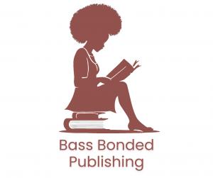 Bass Bonded Publishing Logo. Girl with Afro reading a book.