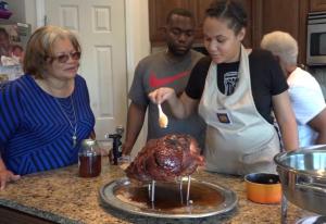Dr. Alveda King and her daughter Celeste cooking for the holidays.