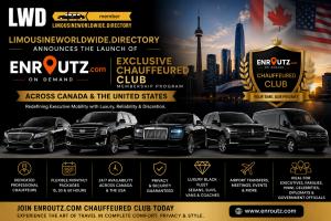 Executive luxury black car and SUV fleet from Enroutz.com offering monthly Chauffeured Club Membership services throughout Canada and the USA.