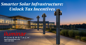 Iluminar Powerstack in front of building to show solar infrastructure unlocks tax incentives