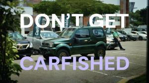 A jeep with text over the image "Don't Get Carfished"