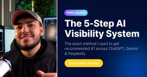 Zues Ordaz, founder of New Gen Marketing Company, alongside a promotion for his free 5-Step AI Visibility System guide.