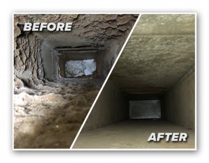 Before and after picture of air duct cleaning