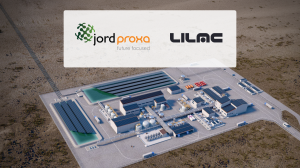 JordProxa and Lilac logos over rendering of Phase 1 lithium plant