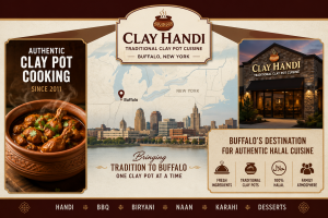 Clay Handi restaurant in Buffalo serving authentic halal cuisine with traditional clay pot cooking.
