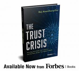 Book cover image of The Trust Crisis by Raj Ananthanpillai; book launch announcement