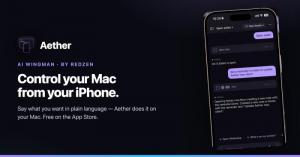 Aether app on iPhone controlling a Mac by voice — RedZen AI engineering studio