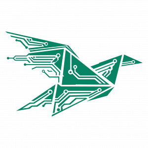 Z-TEXT brand logo, a circuit-pattern bird in green on a dark background