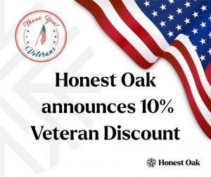 Graphic showing Honest Oak SEO offering 10 percent veteran discount on websites and digital marketing.