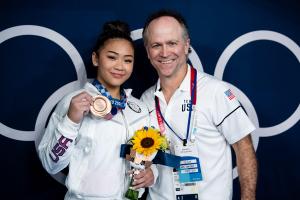 Suni Lee at Midwest Gymnastics, training toward the 2028 Los Angeles Olympic Games