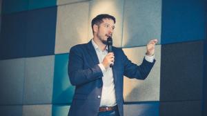 Dominik Pinter, Kentico CEO, presenting at Connection