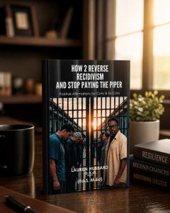 A promotional image of the book. How 2 Reverse Recidivism and Stop Paying the Piper by Lauren Hubbard, available now from Spines.