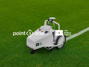 Logo of Point One Navigation and TinyMobileRobots with a line-painting robot