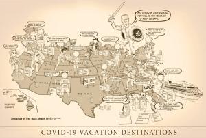 Summer vacations are upon us: Where to go? How about going to one of those large events with tens of thousands of your closest friends? I wonder where COVID-19 goes for vacation?