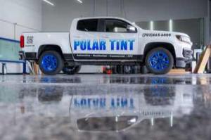 Polar Tint Henderson branded fleet truck with window film decals