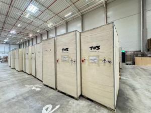 Inside the TWS ESS localized warehouse facility in Germany, stocking ready inventory of Max-Pro battery energy storage units.