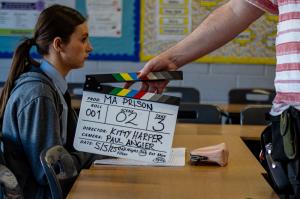 Image of Sophie Bullock on set during the filming of Ma Prison