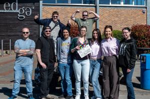 Image of the cast and crew of Ma Prison at the conclusion of filming