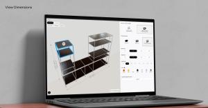 3D product configurator for modular furniture shown on a laptop