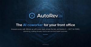 AutoRev.ai banner — the AI coworker for your front office. Answers every call, follow up on every lead, prices the job, and books it 24/7 for HVAC, plumbing, roofing and every home-service and trade business.