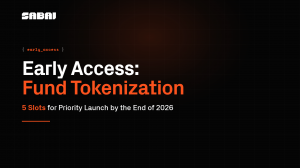 Sabai Protocol banner: Early access to fund tokenization infrastructure — 5 slots for asset managers, launch in 90 days under your own license.