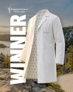 The image shows the new bespoke Lab Coat that was handed to the winner of the 2026 American Century Championship.