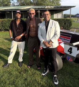 SOCIAL8 co-founders Jordan March, Richie Hosein and Feroz Khan, gather at the Hamptons Polo Club during the launch week of SOCIAL8, the new invitation-only membership community.