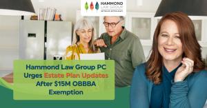 Colorado estate planning lawyer Catherine Hammond and press release title, ‘Hammond Law Group PC Urges Estate Plan Updates After $15M OBBBA Exemption’.