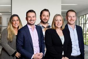 From left - Joanna Booth, Matthew Jackson, Andrew Finlay, Louise Perryman and Mitch Hicks - Peanut Productions Senior Leadership Team for Next Phase of Growth