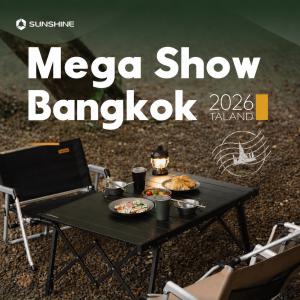 SunnyFeel aluminum folding camping table and chair set displayed for Sunshine at MEGA SHOW Bangkok 2026