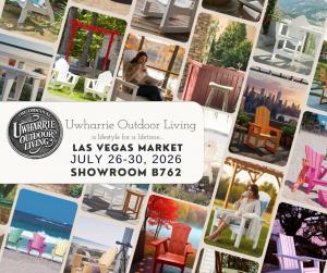 Alongside Armen Living’s award-winning outdoor collections, their Vegas showroom #B762 will feature sister company Uwharrie Outdoor Living (pronounced you-WAH-ree).